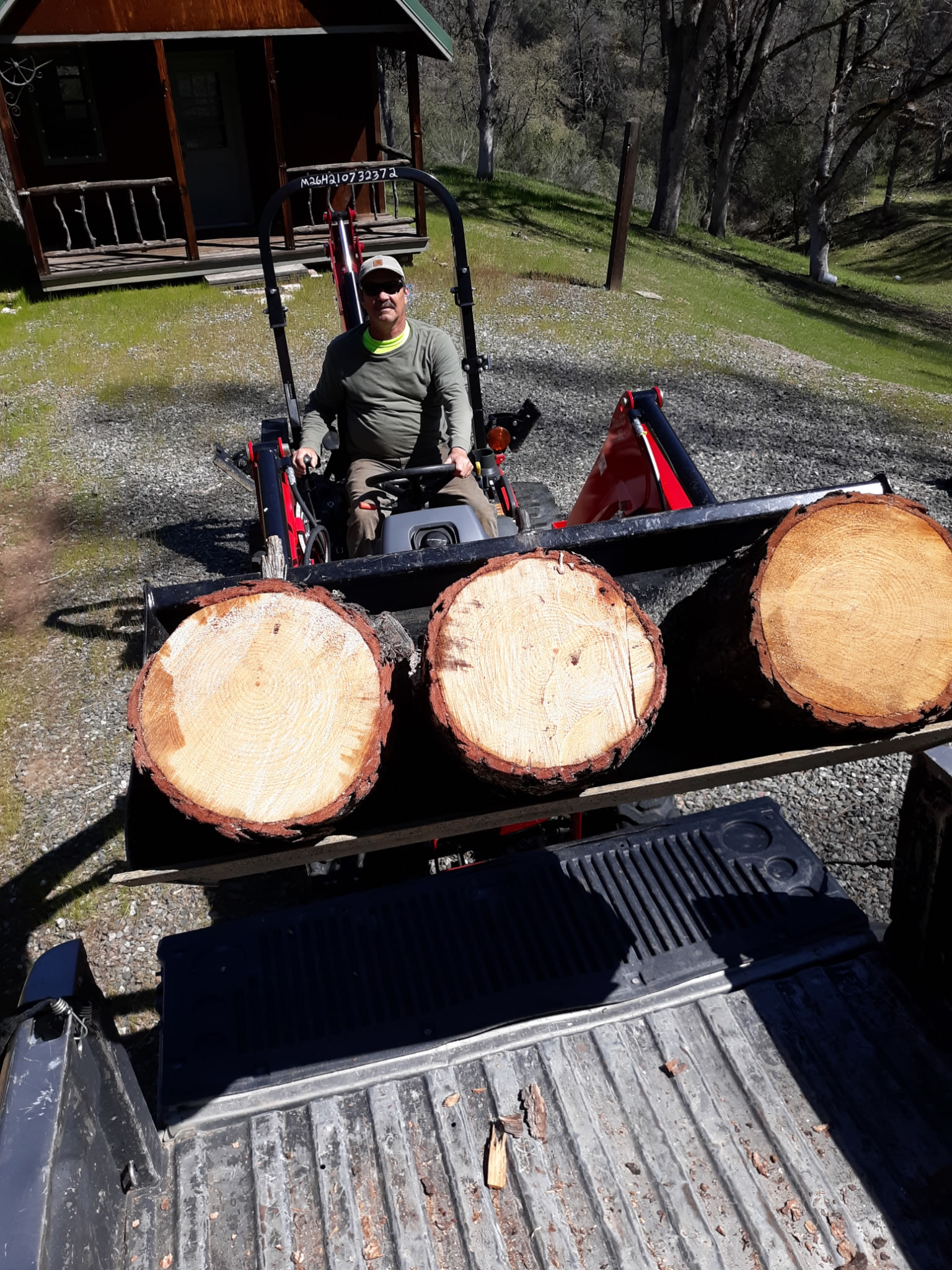 Tractor carrying logs